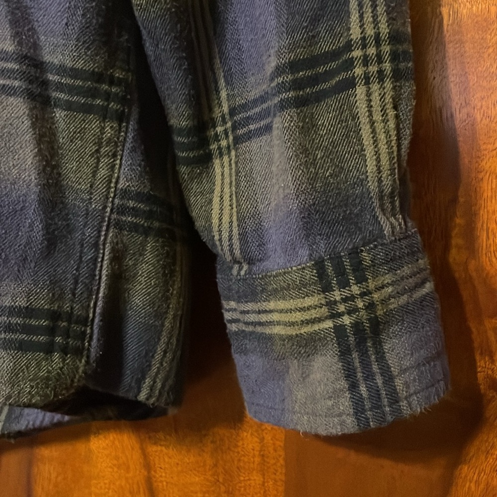 Blue Mountain Men's M Blue Green Plaid Flannel Shirt Long Sleeve Button Up - Picture 8 of 12